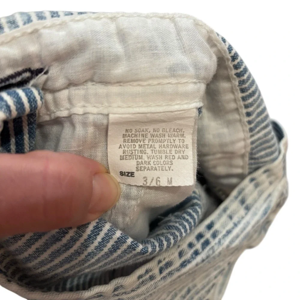 VTG USA‎ OshKosh Vestbak Bib Denim Overall Shorts Striped Size 3/6 M 1969 EUC